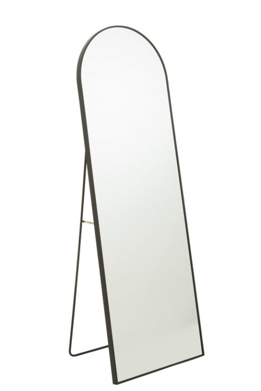 J-Line Mirror On Foot Rounded Glass/Metal Black - Wall Mirror 50.00 x 150.00 cm