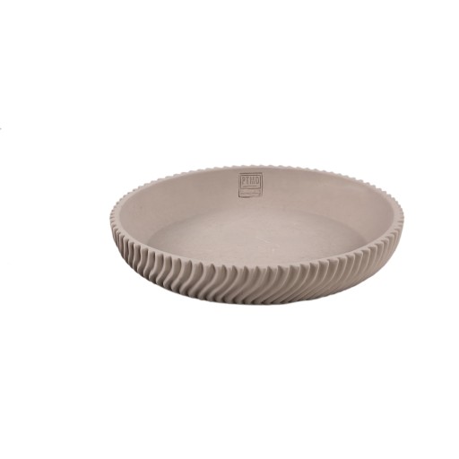 Lianna Beige Cement Kom | Ronde M Kom met Lijnen – 35×6 cm - Product afbeelding