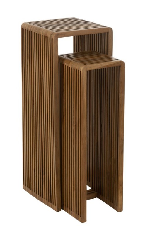 J-Line side table Cube Recycled Teak - natural wood