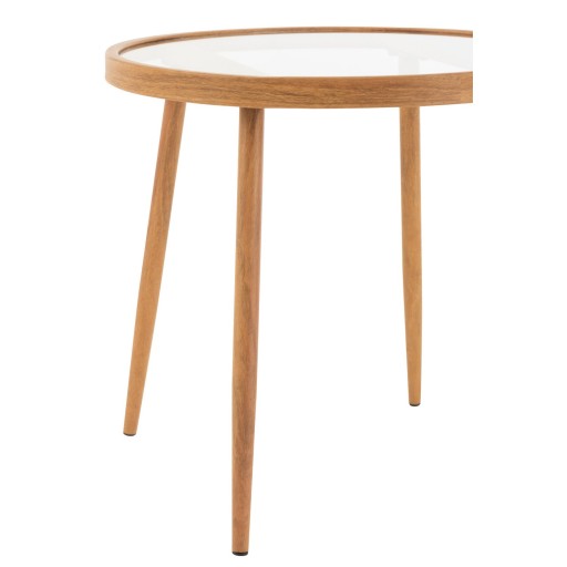 J-Line bijzettafel Rond - metaal/glas - naturel