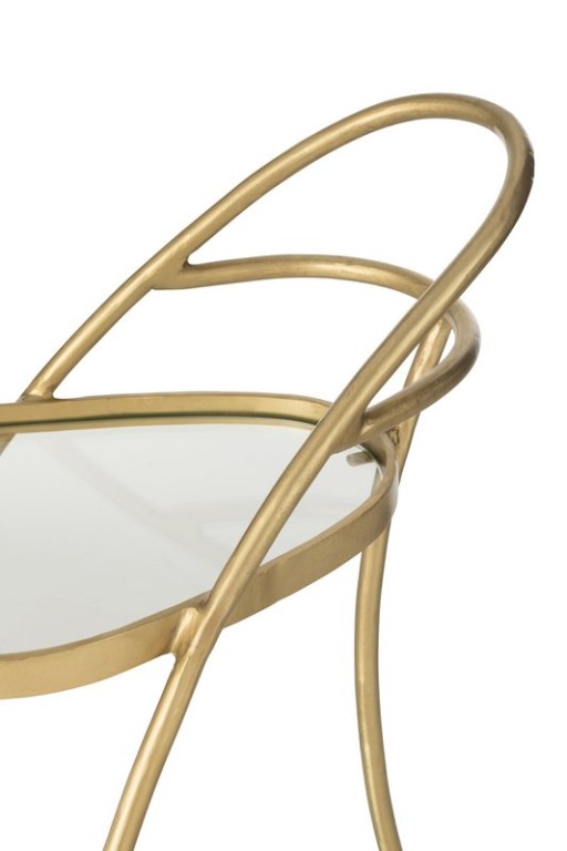 J-Line Service Cart Triangular Metal/Mirror Gold