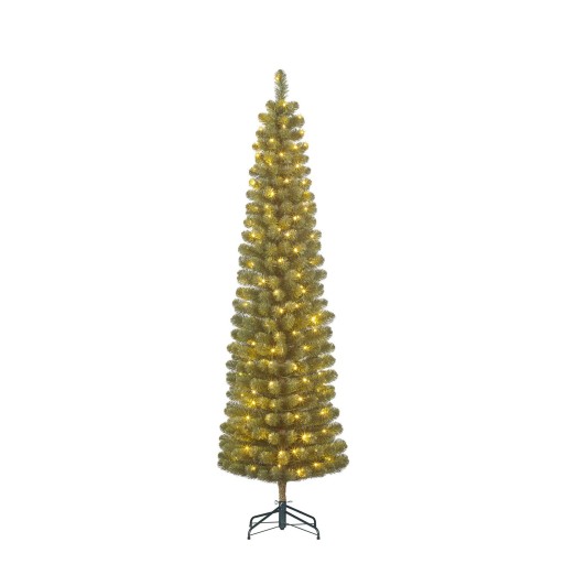 Charlton Smalle Kunstkerstboom met LED Verlichting en Timer- en Dimfunctie - H215 x  Ø56 cm - Groen