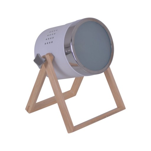 Table lamp "Tim" made of white metal and satined plastic, with E27 socket, table lamp for inside, 28 cm high