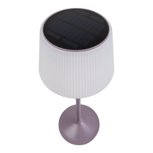 Solar battery lamp "Emmi" 38 cm high, umbrella Ø 13 cm, metal in blackberry and white plastic, for the outdoor area, dimmable CCT.