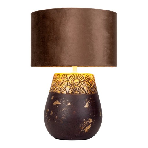 Ceramic table lamp "Bronco", table lamp, ceramic, beige/gray, with E14 socket, for dining room, living room, hallway or office, 39 cm high