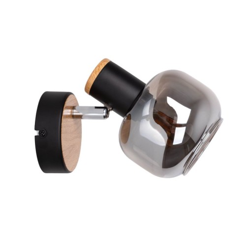 Glass wall Spot "Fumoso", wall lamp made of black and smoke glass in black, and nature, with E14 socket, for dining room, living room, hallway or office, lamp for living room, dining room, hallway or hallway 16 x 14 cm