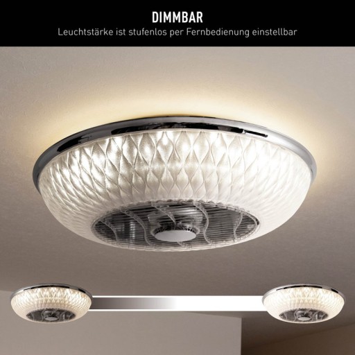LED ceiling light "Viento" with fan, made of metal and plastic, with integrated LEDs, lighting for living rooms or office