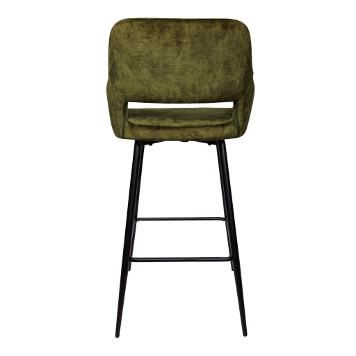 Fallon Velvet Green Bar Stool Black Metal Leg KD