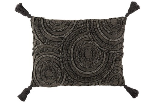 J-Line cushion Circle Rectangle - cotton - dark gray