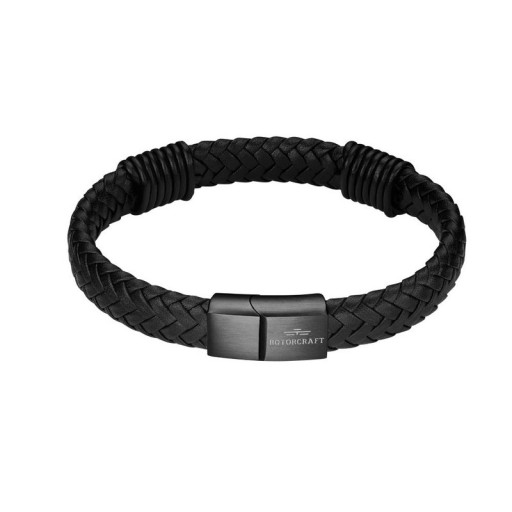 Black braided leather bracelet RCB04