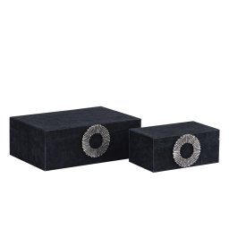 Hazael Black Suede Box Silver Handle Set Of 2