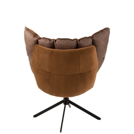 J-Line Stoel Relax Kussen Op Frame Textiel/Metaal Bruin