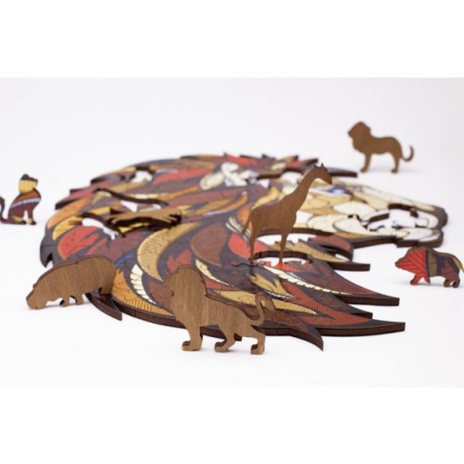 Eco Wood Art (EWA) Houten Legpuzzel Leeuw/ Lion Size S, 1874, 21,2x19,2cm