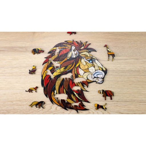 Eco Wood Art (EWA) Houten Legpuzzel Leeuw/ Lion Size S, 1874, 21,2x19,2cm