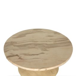 Callain Natural Mango Wood Side Table Marble Rnd L