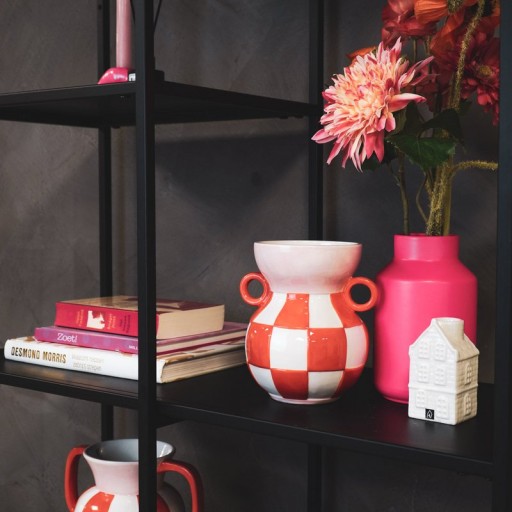 Vase - Jug - Ceramics - Orange/Pink -14,5x14x17cm