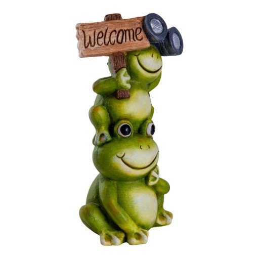 LED Solarleuchte "Frosch" für Terrasse und Garten, aus grünem Kunststoff mit fest verbauten LEDs, Deko Lampe für Außen ca. 45 cm hoch