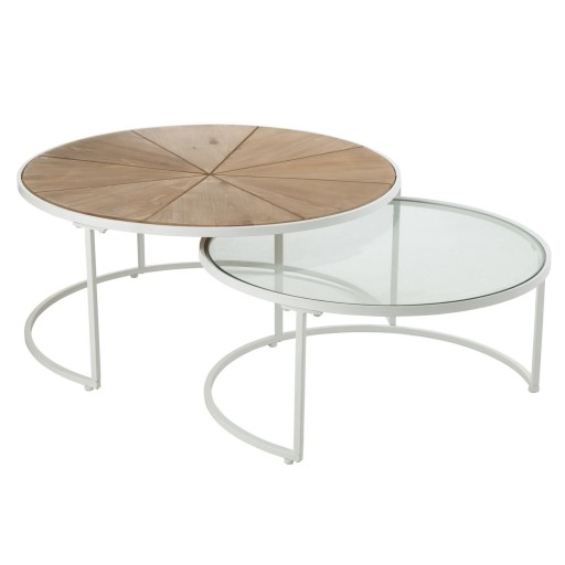 J-Line bijzettafel Relax - metaal/hout - wit/naturel