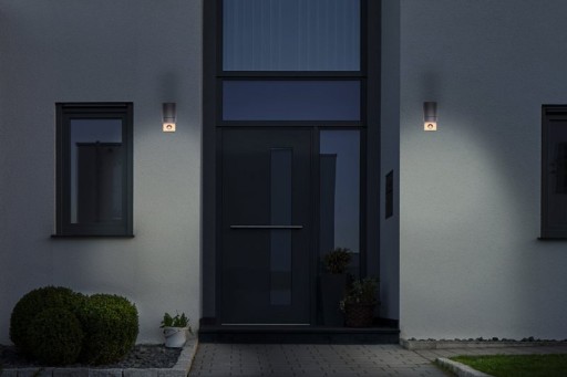 Outside wall lamp "Romb" with motion detector, anthracite -colored aluminum, timer, changeable lamp, 7 x 12.5 x 16.4 cm