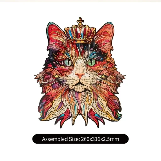 Houten Legpuzzel, Robotime, Cat King, TA002, 26x31,6cm