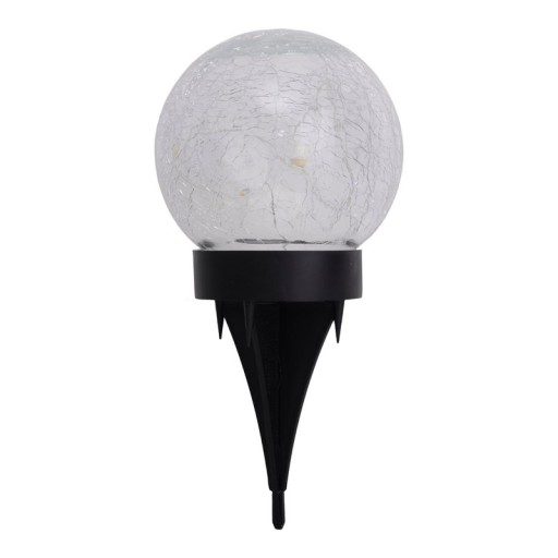3 Set LED solar table lamp/ground skewer "Crackle" Ø 12cm, for outside, table lamp-plastic and glass, white, with integrated LED