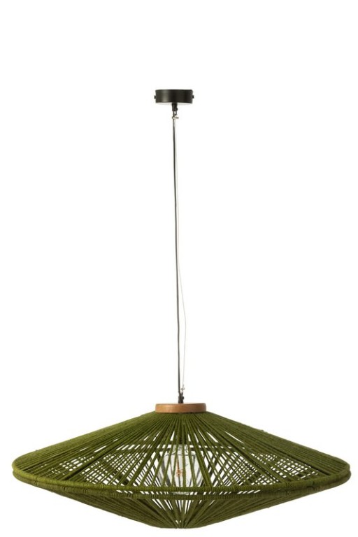 J-Line Hanging Lamp Ovni Iron/Jute Green Large