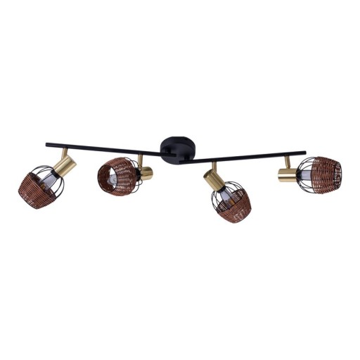 4 ceiling lamp "Corbis", metal spot in black, and gold, with E14 socket, for dining room, living room, hallway or office, ceiling lamp inside, 78 cm long