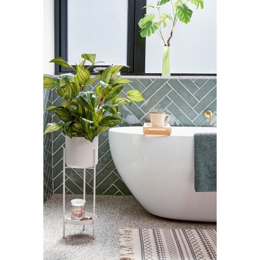 Colyn Bloempot op Standaard - H60 x Ø19 cm - IJzer - Wit