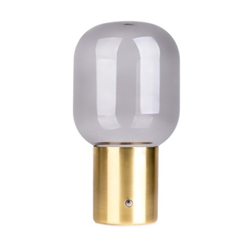 Akku-Tischleuchte "ALBERO" Deko-Tischleuchte aus messingfarbenem Metall und Glas mit fest verbauten LEDs, dimmbar mit Berührungssensor, 25 cm hoch