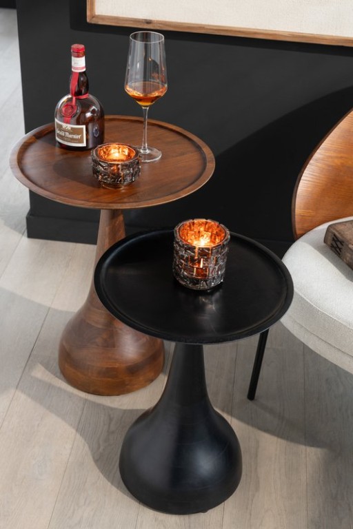J-Line Set of 2 Side Tables Paro Mango Wood Brown/Black
