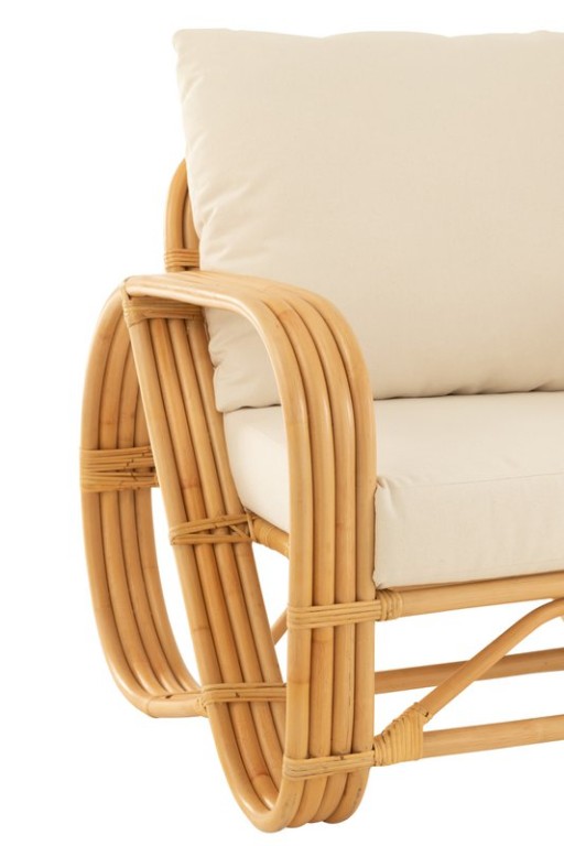 J-Line armchair + cushion - jute/textile - natural/white