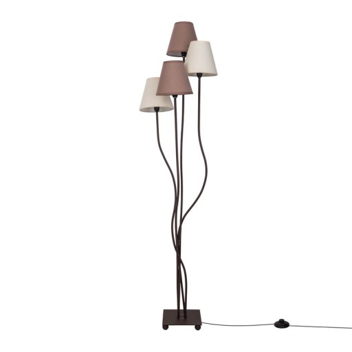 Textile standing lamp 4-flame "boho", floor lamp in beige/brown, with E14 socket, for dining room, living room, hallway or office, 138 cm high