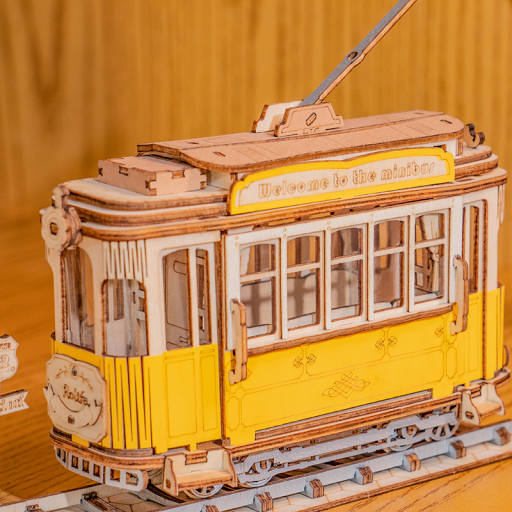 3D Wooden Puzzle Tramcar, Robotime, TG505, 18x5.8x14cm