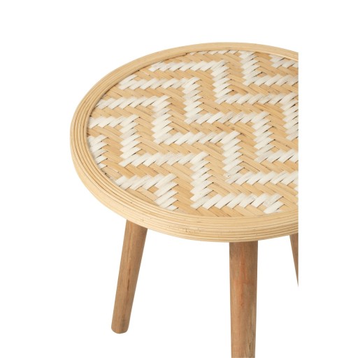 J-Line bijzettafel Patronen - bamboe/hout - naturel/wit
