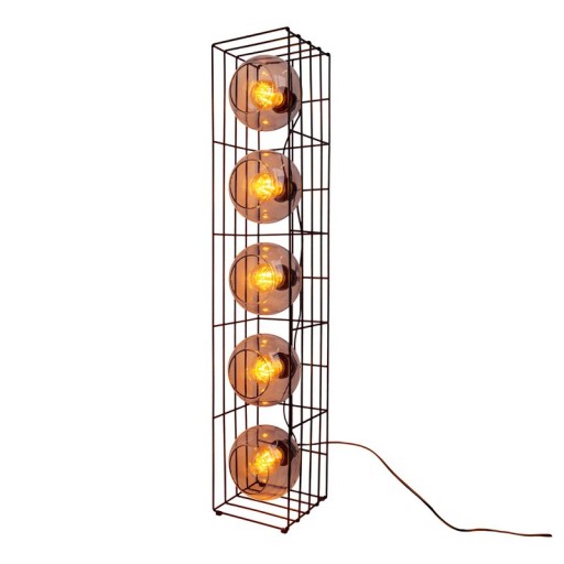 Glass-standing lamp "Cesta" floor lamp made of black metal wire and tinted glass, with E27 socket, 95 cm high, for dining room, living room, hallway or office,