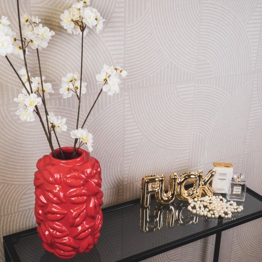 Vaas - Kusjes - Keramiek - Rood - 17x17x27cm