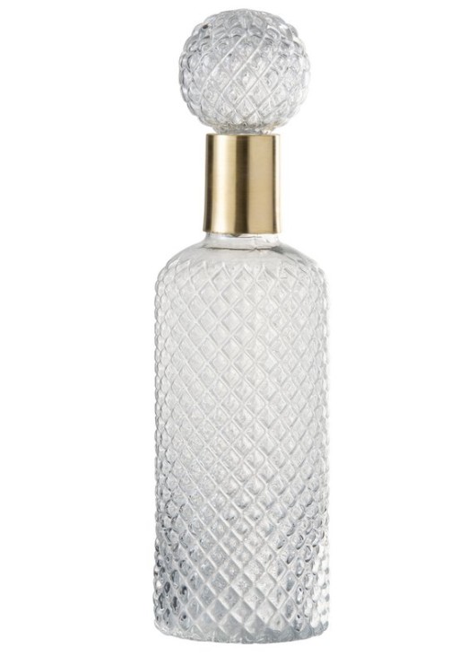 J-Line decoration bottle + stopper Relief - glass - transparent - large