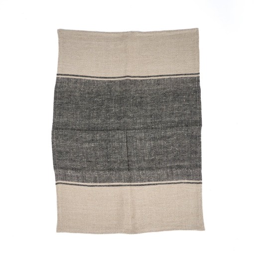 The Linen Moody Keukenhanddoek - Naturel Zwart - 50x70
