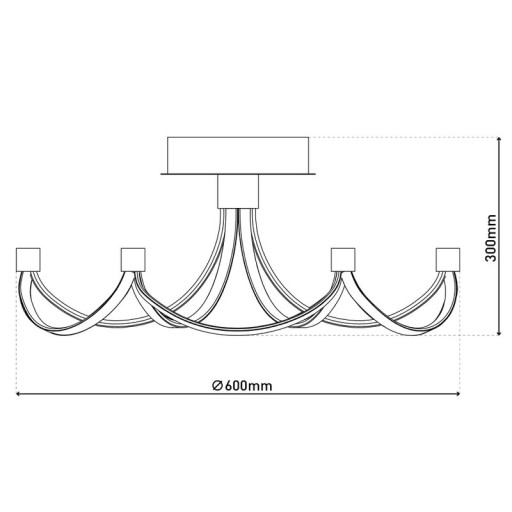 LED ceiling lamp "Festival" Ø 60cm, metal nickel matt and plastic, firmly built -in LEDs, lighting for living room, dining room, office or hallway
