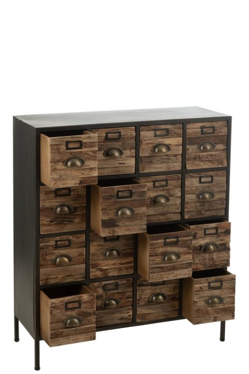 J-Line Cabinet 16 Sliding Wood/Metal Brown