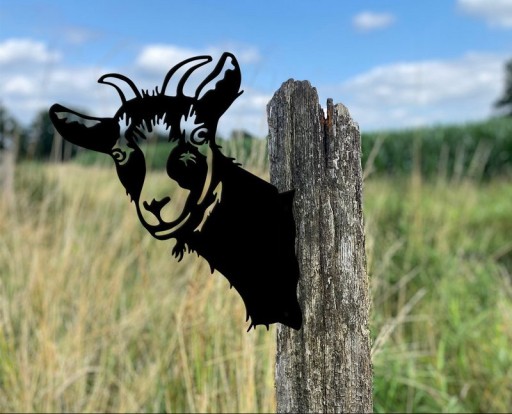 Kiekeboe Goat Gijs | Tuindecoratie Schaap | Zwart (28,5 x 23,3 x 0,2 cm)