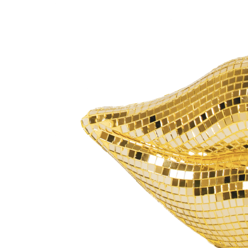 Ornament - disco -lippen - glas - goud - 29x10x13,5 cm