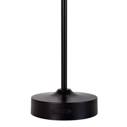 LED battery/ table lamp "Pina" 30 cm high, made of metal (black) and glass (white), integrated LEDs, warm white