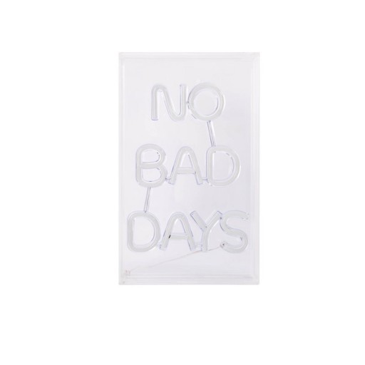 LED font light "No Bad Days" decoration for inside 30 x 18 cm, in blue and magenta-red