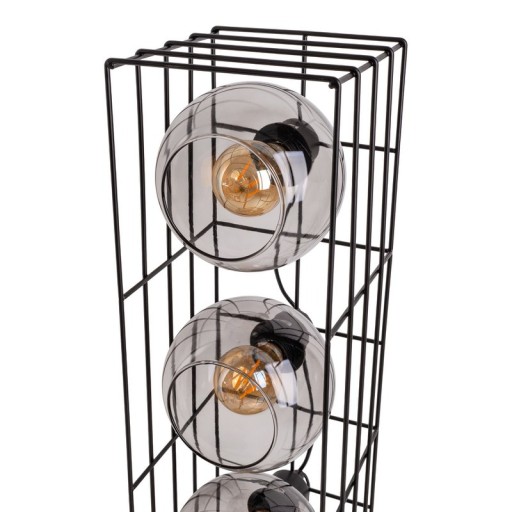 Glass-standing lamp "Cesta" floor lamp made of black metal wire and tinted glass, with E27 socket, 95 cm high, for dining room, living room, hallway or office,