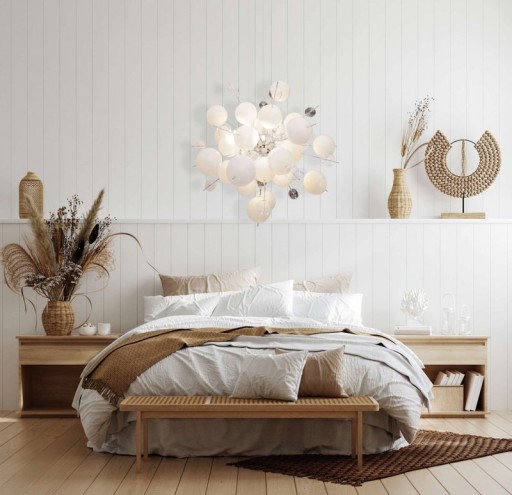 Pendant lamp "explosion" white made of metal and glass, G9 versions, for dining room, living room, hallway or office, hanging lamp Øca 65 cm