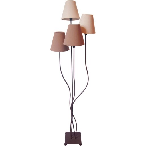 Textile standing lamp 4-flame "boho", floor lamp in beige/brown, with E14 socket, for dining room, living room, hallway or office, 138 cm high