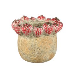 Fruitsy Red Round Terra Pot Strawberries Edge L
