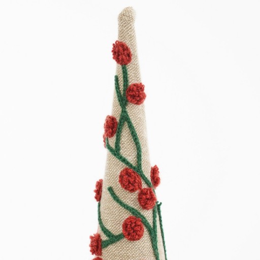 Decoratie Kerstboom - H55 x Ø12 cm - Katoen, IJzer, Mangohout - FSC 100% - Rood