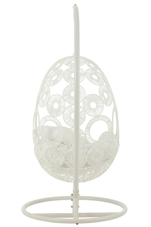 J-Line Hanging Chair + Cushions Bula Metal/Cane White